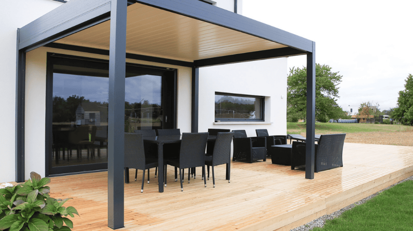 maison moderne toit plat pergola