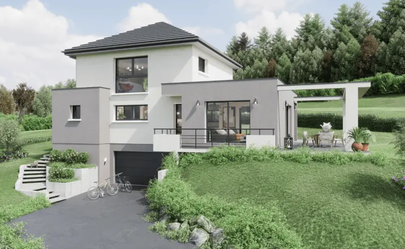 maison contemporaine toit plat avec jardin